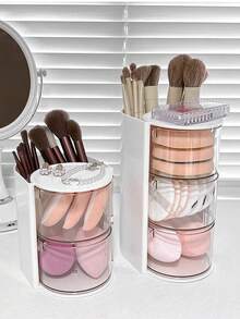 1 buah Organizer Makeup Multifungsi, Tempat Kuas Anti Debu dengan Kompartemen Transparan untuk Puff Bedak, Spons Makeup & Produk Perawatan Kulit, Dekorasi Kamar Tidur, Perlengkapan Sekolah. - MultiWarna - View 4