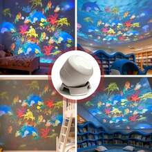 360°旋转鱼形泡泡投影迷你海洋夜灯，适合儿童房，温柔睡眠伴侣礼物 - 多色光 - 查看 9