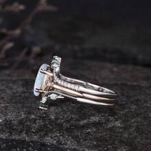 New Alloy Inlaid Marquise Opal Ring, Rose Gold Three-Piece Set For Women, A Simple And Elegant Ring Set Suitable For Daily Wear Or Parties, A Fashionable Women's Ring, Jewelry Accessory, And An Exquisite Gift For Women. - CY1695 Vàng hồng - Xem 4