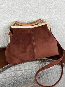 New Retro PU Material Handbag, Detachable Women's Shoulder Bag With Button Wallet - Coffee Brown - View 5