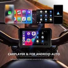 Reproductor de pantalla inteligente de 5 pulgadas para motocicleta con CarPlay inalámbrico y soporte para Android Auto, con chips de alto rendimiento, detección de presión de neumáticos, GPS, pantalla de alta resolución, multilingüe y soporte portátil para manillar para motocicleta y todo tipo de vehículos - Reproductor con pantalla inteligente de 5 pulgadas - Ver 3