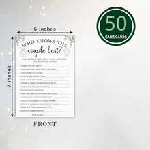 50pcs Bridal Shower Game Cards, Who Knows The Couple Best? Eucalyptus Leaf Themed Wedding Game, Suitable For 30 Guests, Applicable For Engagement Party And Wedding Events, Game Gifts And Supplies - View 8