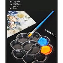 Disposable Children's Painting Color Palette, Transparent Flower-Shaped Watercolor Palette, Non-Stick Plastic Palette Suitable For Kindergarten Art Class, DIY Crafts, School Drawing Activities - Disposable Palette - View 4