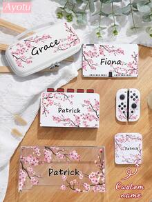 Ayotu Custom Sakura Tree Pattern Switch Console Case & Accessories Kit, Compatible With Switch / Switch OLED / Switch Lite, Including Protective Case, Storage Bag, Dock Cover, Host Dust Cover, Game Card Case More, Ideal Gift For Game Enthusiasts,Christmas, Valentine's Day, Spring & Back To School - White - View 2