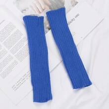 Long Fingerless Gloves Women Mitten Winter Arm Warmer Knitted Arm Sleeve Fashion Casual Soft Girls Clothes Punk Gothic Gloves - Đỏ - Xem 10