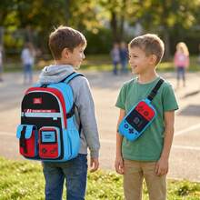 School Backpack For Boys - 4PCS Gamer Boys Backpack With Lunch Box Set For Elementary Middle School - Students Bag For Ages 6-18,18″ Video Game Bookbag Travel Back Pack - Red-blue Backpack Set - View 6