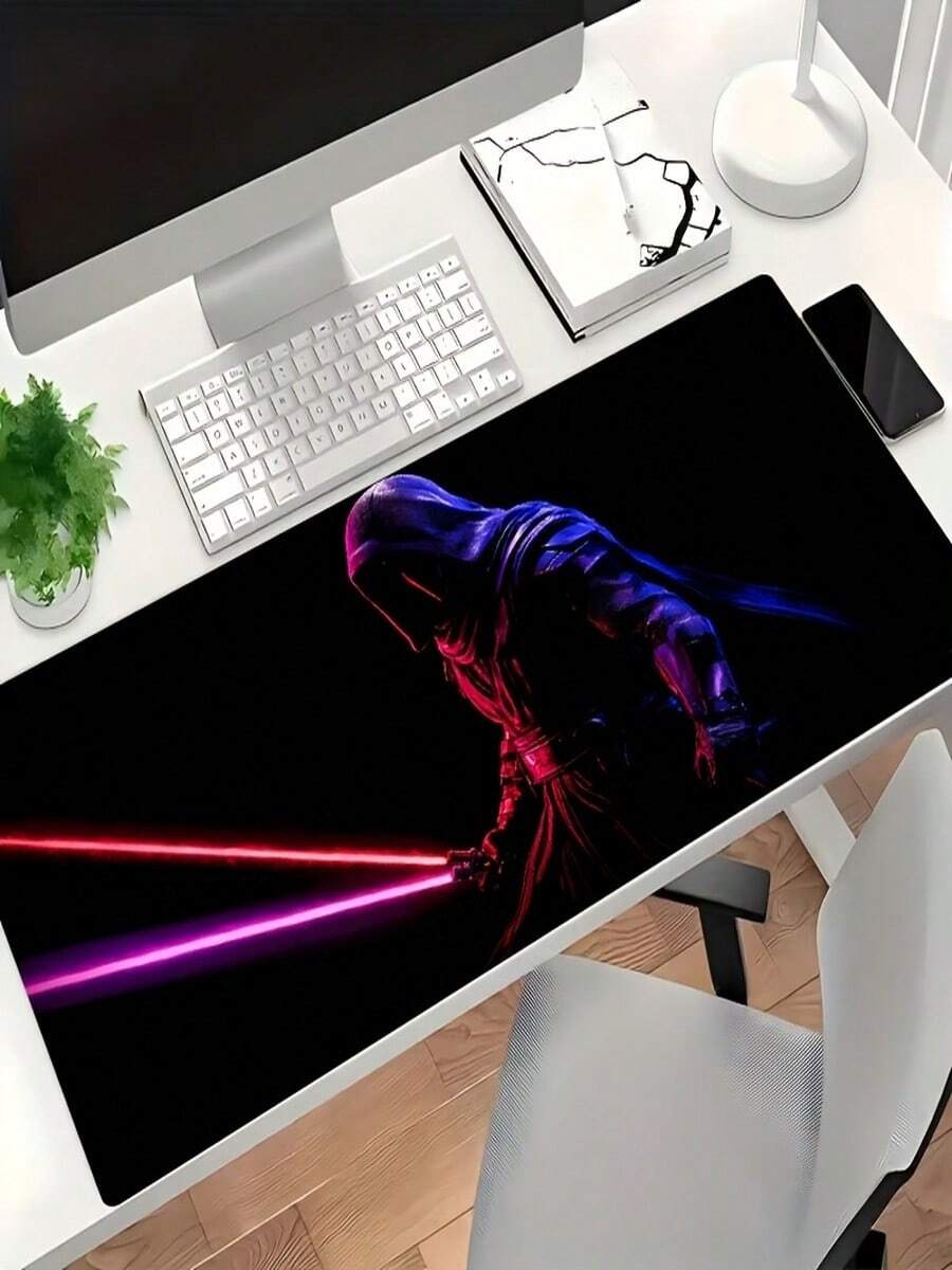 The Product Image Features A Large, Dark-Toned Gaming Mousepad Depicting A Figure In Black Robes Wielding Dual Lightsabers, Standing Amidst The Interplay Of Light And Shadow. This Extra-Long Mousepad Is The Perfect Gift For Gamers, Serving As A Stylish Desktop Decoration. It Features A Non-Slip, Washable Rubber Base And Is A Large-Sized Gaming Accessory Suitable For Gaming, Computer Use, Office Desktops, And Workspace Decoration. - 查看 1