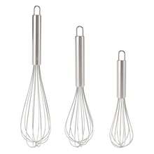 Set 3 buah Pengocok Tangan Stainless Steel, 8 inci + 10 inci + 12 inci, Alat Pembuat Kue Minimalis Modern, Pengocok Telur, Pengaduk Krim, Pembuih Susu - Grey - View 11