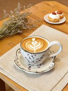 1 Set, Modern Minimalist Ceramic Cup & Saucer, Heat-Resistant Hand-Painted Petal Cup & Saucer, Tea/Coffee Cup & Saucer Set, Gift For Friends & Family, Suitable For Home, Office, Gathering - Multicolor - View 8