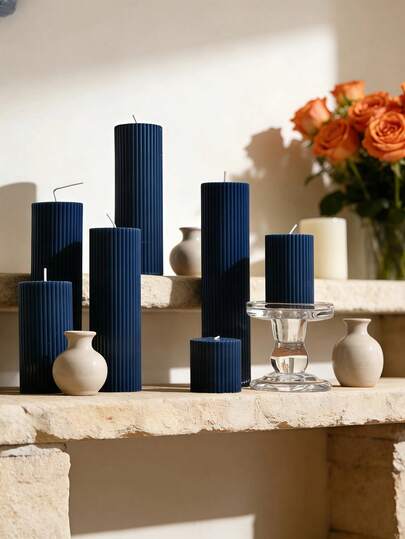 Multi-Size Luxury Sapphire Blue Scented Candle - Exquisite Fashionable Gear-Shaped Candle Pillar. Suitable For Luxury Decor, Wedding Favors, Holiday Decoration, Creating Indoor Ambiance, And Gifts For Women (Suitable For Various Occasions Including Graduation)