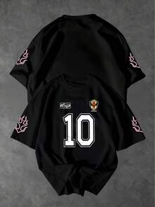 Men's Brazil Jersey Number 10 T-Shirt - Soccer Number 10 Print Crew Neck Tee, Brazil-Themed Casual Streetwear Top With Number 10, Comfortable For Training, Gym & Outdoor Sports Suitable For Casual Wear And Sports Apparel - 彩色 - 查看 7