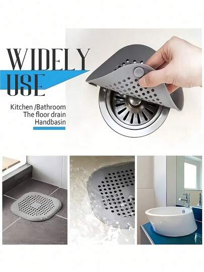 1pc Silicone Hair Collector Drain Protector - Anti-Clogging Bathroom And Kitchen Sink Drain Cover, Odor-Absorbing Shower Drain Protection Cover With Hole Design, Easy To Install, Suitable For Bathroom, Kitchen, Sink, Bathtub - Durable Plastic Drain Protector, Bathroom Sink Drain Plug, Fashionable Design