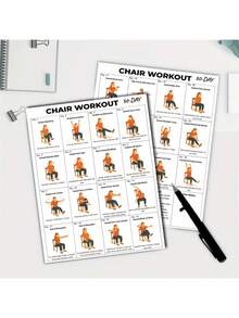 30-Day Chair Fitness Poster - Seated Exercise Chart For Seniors And Beginners, Low-Intensity Chair Yoga And Stretching Workout Plan, Home Gym Wall Decor And Elderly Fitness Guide, Back To School - Multicolor - View 5