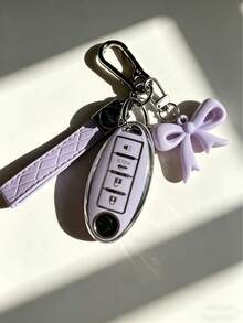 Bow Knot Keychain Set Ev 4-Key For Nissan Key Chain Protector (With Key Chain) - Soft TPU, Fit For Nissan Altima, Sentra, Maxima, Rogue, Armada, Pathfinder & For INFINITI Smart Remote Control - Perfect Gift - Bow - View 9