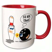 3dRose Id Hit That Bowling Ball Thinks To Pin Bowling Humor Sports Design Taza roja de dos tonos de 15 onzas - Rojo - Ver 1