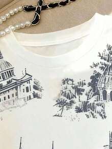 Set de 3 camisetas de mujer de verano con nuevos diseños de frutas, cerezas, flores y rayas - Blanco - Ver 3