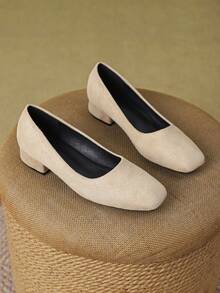 Handmade Low Heel Shoes, Soft Suede Slip-On Shoes, Comfortable All-Season Loafers For Women - Apricot - View 11