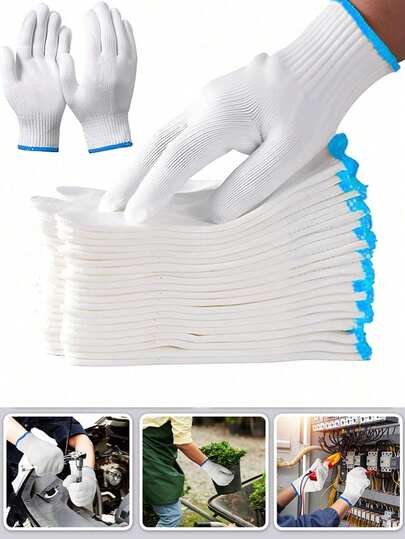 加厚、耐用、透气、防滑的工作手套。结实耐用，男女皆宜。非常适合园艺，保护指甲和手指。全指设计，可水洗。