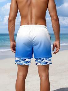 Quần short nam hai lớp in họa tiết sóng, quần đi biển phong cách nghỉ dưỡng dành cho nam. - Nhiều màu - Xem 2