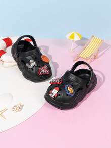 Baby Cute Casual Slippers Sandals, Breathable Hollow Out Clogs Style Shoes For Toddlers Indoor & Outdoor Wear, Summer - Black - View 2