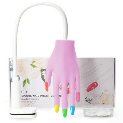 Practice Hand For Acrylic Nails- Silicone Nail Hand Practice Upgrade Nail Tips Never Fall Off, Fake Nail Manican Hand For Nail Practice, Flexible Practice Maniquin Hand With 100PCS Nail Tips