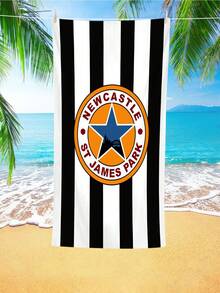 1pc Extra Large 150x200CM Newcastle St James' Park Black And White Striped Pattern Beach Towel/Blanket, Multiple Sizes Available, Quick-Dry Soft Portable Sand-Proof Super Absorbent Microfiber. Football Fan Casual Yoga Picnic, UV Protection; Suitable For Beach, Swimming Pool And Outdoor Activities, Travel Essential, Camping, Yoga, Gym, Sports, Swimming, Suitable For Men And Women. - Black and White Stripes - View 6