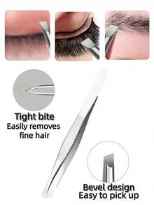 1pc High Precision Eyebrow Trimming Tweezers, Stainless Steel Eyebrow Tweezers, Suitable For Fine Hair And Whiskers, Ultra-Thin Flat Tip Trimming Tool, Suitable For Home And Salon Use. High Quality Stainless Steel Tweezers, Depilation Tweezers, Ingrown Hair Tweezers, Curved Tweezers, Facial Care Tools, Women's Razors. - One Size - View 6