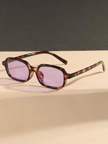 1 Pair Women's Rectangular Rivet Retro Small Frame Versatile Street Style Quality Fashion Glasses, Suitable For Outdoor, Beach, Vacation - Multicolor - View 4