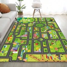 1pc Carpet Game Mat, Cute Car Design Carpet, Suitable For Toy Cars And Trains, Game Area Carpet With Anti-Slip Backing, Fun Throw Rug, Ideal Gift For Bedroom And Play Room, Game Carpet For Party, Gathering, Holiday, Gift - Multicolor - View 3