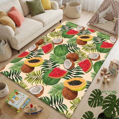 Tropical Fruit Print Carpet, Creative Artistic Style, Cute Decorative Mat, Cute Gaming Mat, Decorative Carpet, Bedroom Decor, Living Room Carpet, Home Decor, Carpet, Home Decor, Outdoor Carpet, Washable Carpet, Graduation Gift
