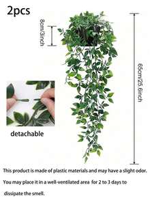 1/2pcs Artificial Plants, Hanging Potted Plants, Wall Hanging Rack Decor, Suitable For Indoor, Outdoor, Living Room, Home Decor, Room Decor, Garden Decoration, Wall Decoration - Green - View 12