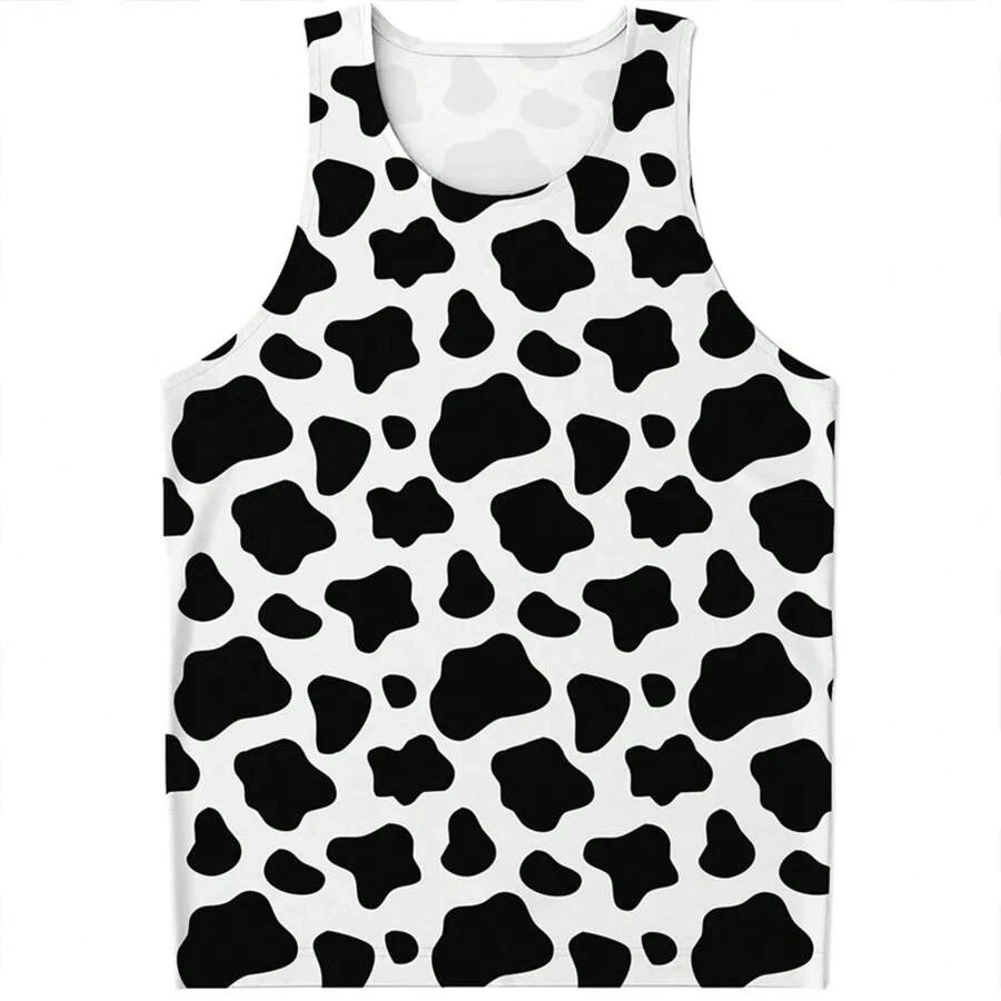 Fashion Camo Cow Pattern Tank Tops Men Summer Sleeveless Beach Vest Casual Cool 3D Printed Tee Shirt Tops Oversized Streetwear - Vest-zXA42544 - View 1