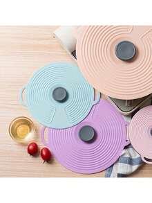 Brodark 1pc Silicone Hanging Universal Pot Lid, Anti-Boil Over For Cooking Noodles & Porridge, Kitchen Essential Space-Saving - Multicolor - View 5