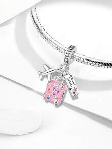 1 pieza Colgante con forma de corazón brillante de plata de ley 925, adecuado para joyería de mujer y manualidades de pulsera - Plateado - Ver 9