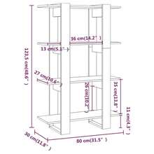 vidaXL Bookshelf, Room Divider, Freestanding Shelf, File Shelf, Wall Shelf, Storage Shelf, Office Shelf, Multi-Purpose Shelf, Grey, 80x30x123.5cm - Black - View 4