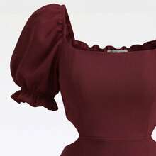 Women's Plus Size Short Dress, Open Style With Slit, Lightweight And Comfortable, Sizes 46 To 56 - Rojo burdeos - Ver 5