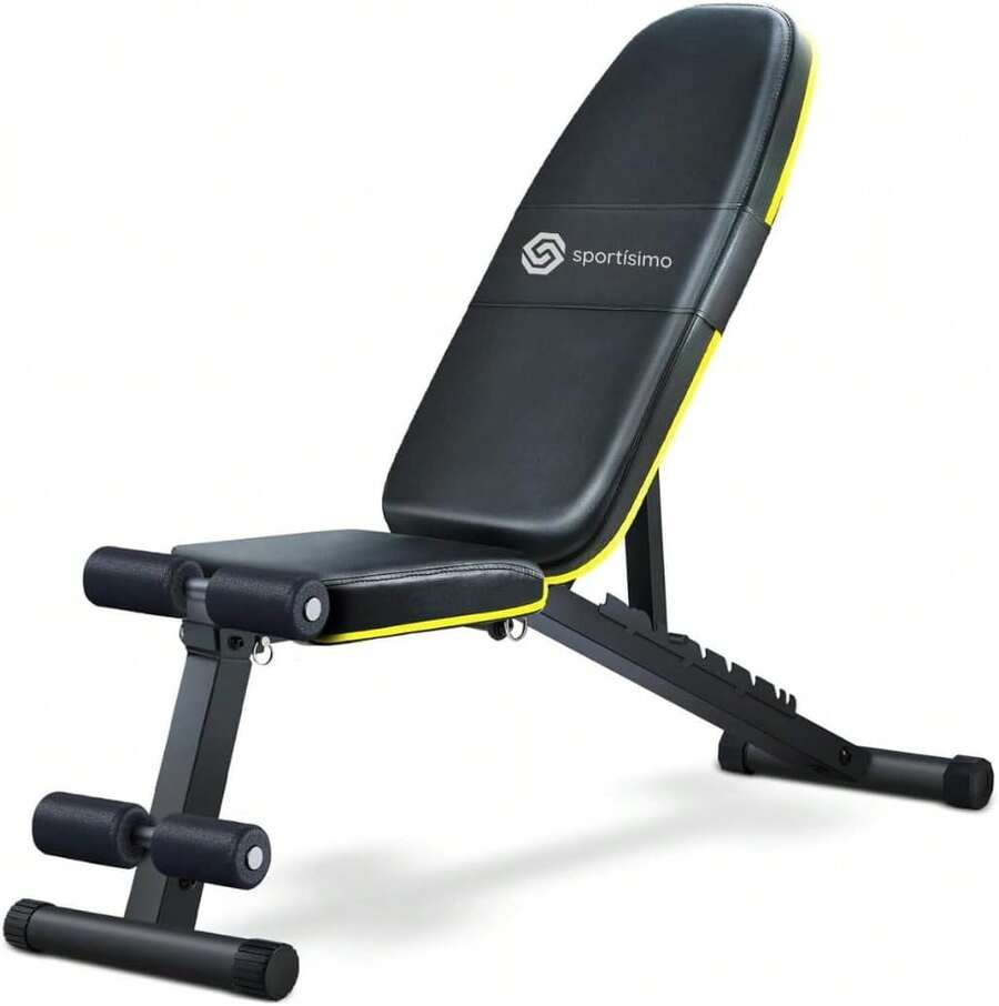 Sportisimo - Banco de pesas ajustable plegable para gimnasio en casa - Versátil posiciones (inclinado/declinado/plano) - Capacidad 700 lbs - Estructura acero reforzado y respaldo acolchado - 1 - Ver 1