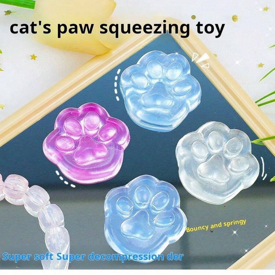 FIFA 10颗冰块、猫爪、揉捏放松玩具、舒缓压力透明果冻球，粘性十足，乐趣无穷 - 彩色 - 查看 1