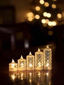 1/3/5 Stück diamantförmige Kristall LED elektronische Kerzen, flammenloses Atmosphäre Nachtlicht, romantische Dekoration für Valentinstag Antrag, Geburtstag, Hochzeit - Diamantförmiges Umgebungslicht - Übersicht 8