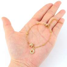 1pc Simple Classic Initial Cross Pendant Golden Stainless Steel Bead Chain Bracelets For Women - Yellow Gold - View 3