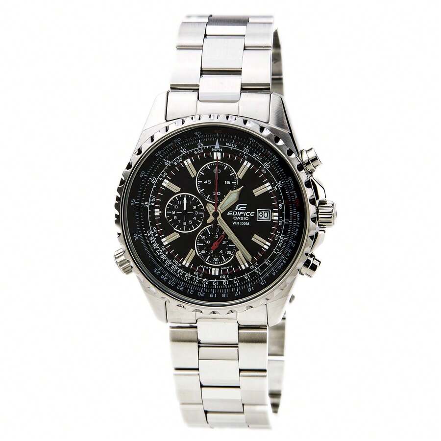 Casio EF527D-1A Men's Edifice Black Dial Steel Bracelet Chronograph Watch - 黑色 - 查看 1