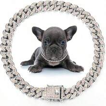 Collana di lusso per animali domestici con catena cubana in colore AB, impreziosita da brillanti cristalli, stile hip hop cool, adatta per gatti e cani di taglia piccola/media/grande, ideale per uso quotidiano o festival - Multicolore - Visualizzare 15