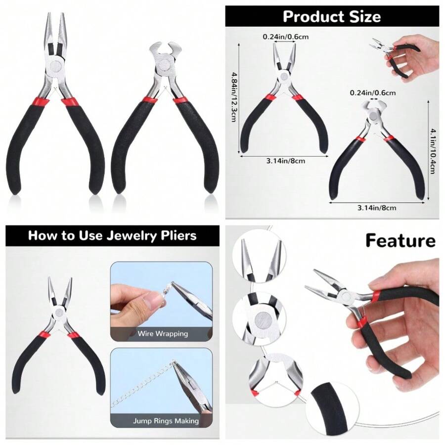 2-Piece Zipper Repair Kit With Needle Nose Pliers, End Cutting Pliers, For Jewelry Making, Crafts, And Carpenter Nail Puller Tool - 1 - 查看 1