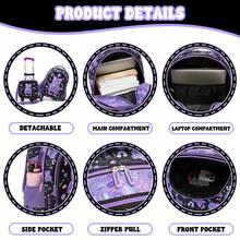 Bộ 3 món ba lô kéo cho bé gái, ba lô kéo 16 inch kèm túi đeo chéo và hộp bút. - Túi kéo dành cho bé gái - Xem 8