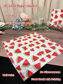 20pcs Cute Watermelon Party Napkins,Soft,Well Print,13*13inch,2-Ply,Summer Party Supplies;Printed Paper Tissues For Outdoor Party,Watermelon Fruit Themed Party,Picnic Restaurant Home Party,Birthday,Holiday&Festive Party Napkins - Color - View 7