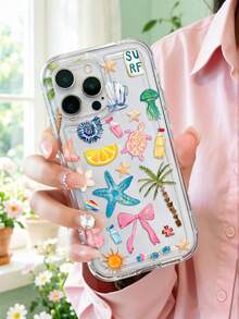 Ốp lưng điện thoại trong suốt in hình bãi biển mùa hè, hình sao biển và sứa "SURF", chống sốc, tương thích với iPhone 13/15/16/17pro/17/14/17/15pro/15 Plus/15 Promax/7plus/8plus/X/Xs Max/Xr/11pro/12pro/13pro/14pro/12mini/13mini/11promax/12promax/13promax/14promax/14plus/17pro Max/17Air/6/6s Plus/7/8/16Pro/16plus/16promax/Se2/17promax & Tương thích với Samsung Galaxy/A54/A14/A12/A13/A15/A32/A33/A24/A52S/S20/S21/S22/S23/S24/S23Plus/S24ultra/S25/A15/A33/A23/A07/A17/S26/A56/A57 - Nhiều màu - Xem 3