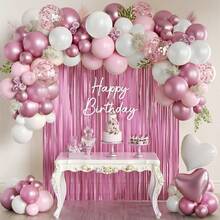Kit de 157 guirnaldas de globos rosa y blanco con cortina de flecos rosa metálico para niña, princesa, mujer, despedida de soltera, compromiso, boda, baby shower, decoración de fiesta de cumpleaños - Oro champán blanco - Ver 9