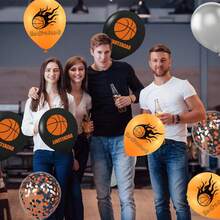 Globos de látex para coche de carreras, 60 unidades de 12 pulgadas, color rojo, negro, blanco, bandera a cuadros, para fiestas de cumpleaños, fiestas rápidas, suministros para fiestas de baby shower, - Negro Naranja Plata - Ver 7