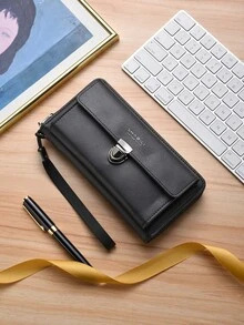 Nueva cartera larga de moda para hombres, embrague con gran capacidad, ranuras para múltiples tarjetas y cierre de cremallera para uso empresarial - Multicolor - Ver 15