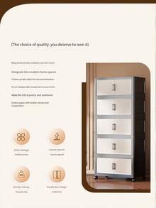 1pc 15.7-25.5 Inch Foldable Plastic Storage Cabinet, Collapsible Storage Box, Kitchen Dining Utensil Cabinet, Kitchen Organizer Rack, Living Room Toy Cabinet, Slim Gap Organizer, Kitchen Slim Storage Cabinet, Christmas Gift, Storage Box, Under Bed Storage - Black and White - View 7